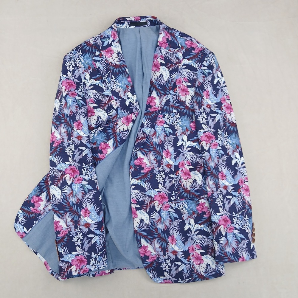 Tallia 40R Mens Blazer Linen Rayon Blend Floral 19x29 38R